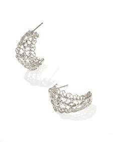 Krista Lace Silver Huggie Earrings