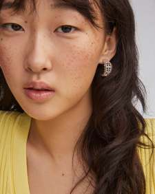 Krista Lace Silver Huggie Earrings