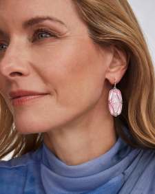 Elle Lattice Frame Silver Drop Earrings