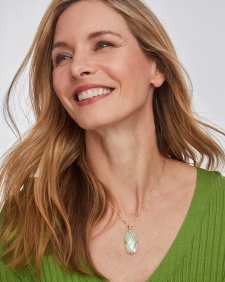 Elle Lattice Frame Gold Large Long Pendant Necklace