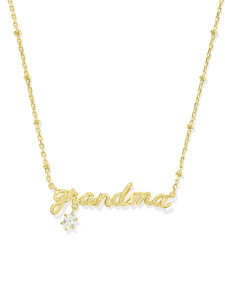 Grandma Gold Crystal Short Pendant Necklace