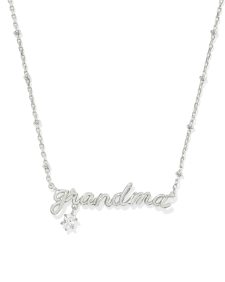 Grandma Silver Crystal Short Pendant Necklace