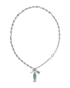 Parker Fish Vintage Silver Long Charm Necklace