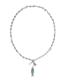 Parker Fish Vintage Silver Long Charm Necklace