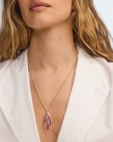 Ophelia Gold Large Long Pendant Necklace