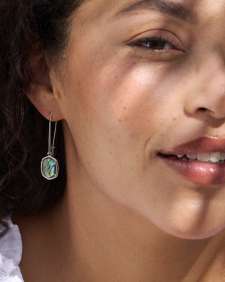 Daphne Silver Wire Drop Earrings in Abalone