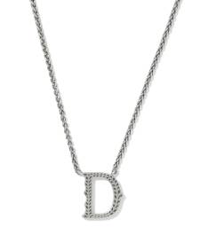 Beau Letter D Pendant Necklace in Vintage Silver