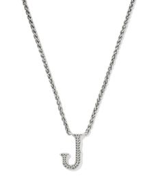 Beau Letter J Pendant Necklace in Vintage Silver