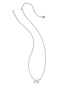 Beau Letter W Pendant Necklace in Vintage Silver