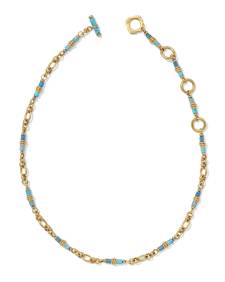 Bree Vintage Gold Chain Necklace in Teal Mix