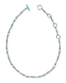 Bree Vintage Silver Chain Necklace in Teal Mix