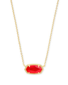 Elisa Gold Pendant Necklace in Red Illusion