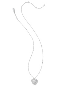 Meredith Sterling Silver Locket Necklace in White Topaz