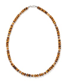 Conrad Oxidized Sterling Silver Long Strand Necklace in Brown Tiger's Eye