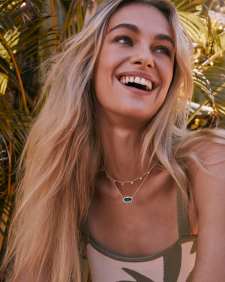 Elisa Gold Pendant Necklace in Emerald Cat’s Eye