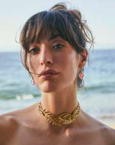 Kayla Vintage Gold Metal Statement Necklace