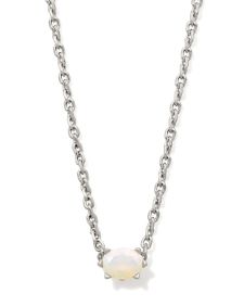 Cailin Silver Pendant Necklace in White Iridescent Crystal