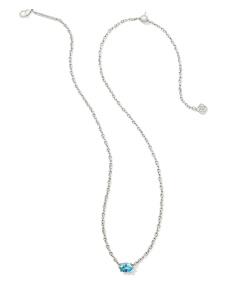 Cailin Silver Pendant Necklace in Aqua Crystal