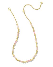 Gigi Gold Strand Necklace in Pink Mix