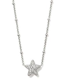 Jae Silver Star Pave Short Pendant Necklace in White CZ