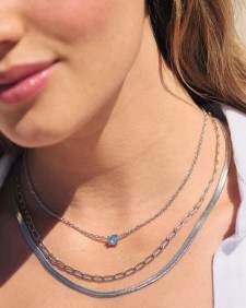 Cailin Silver Pendant Necklace in Aqua Crystal
