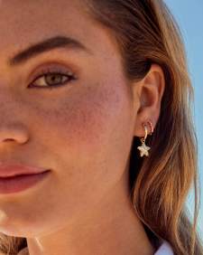 Jae Convertible Silver Star Pave Huggie Earrings in White CZ