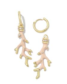 Shea Convertible Gold Huggie Earrings in Blush Enamel