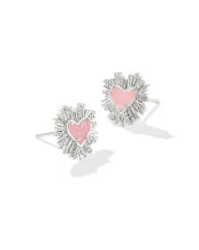 Dolly Parton x Kendra Scott Ari Heart Silver Stud Earrings