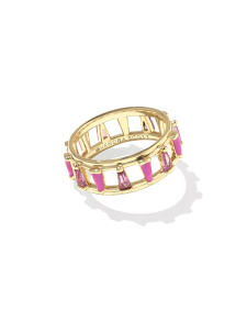 Kelsey Gold Band Ring in Pink Mix