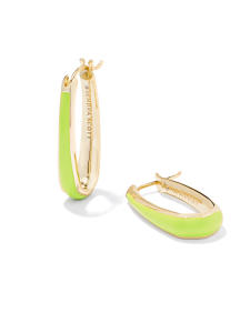 Kelsey Gold Hoop Earrings in Chartreuse Enamel