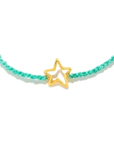 Open Star 18k Gold Vermeil Corded Bracelet in Light Turquoise