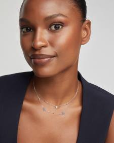 Star Cluster 14k White Gold Multi Strand Necklace