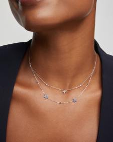 Star Cluster 14k White Gold Multi Strand Necklace