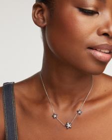 Cassidy Silver Enamel Frame Strand Necklace