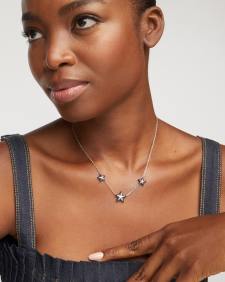 Cassidy Silver Enamel Frame Strand Necklace