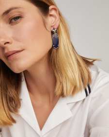 Elle Silver Enamel Frame Star Drop Earrings