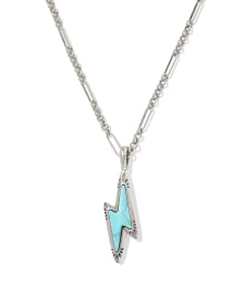 Lightning Bolt Vintage Silver Small Long Pendant