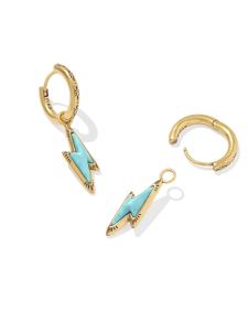 Lightning Bolt Vintage Gold Huggie Earrings