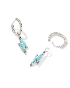 Lightning Bolt Vintage Silver Huggie Earrings