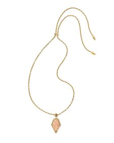 Tessa Vintage Gold Etch Frame Large Long Pendant Necklace