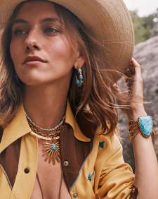 Abena Vintage Gold Statement Bracelet in Variegated Turquoise Magnesite