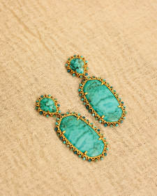 Parsons Vintage Gold Statement Earrings in Teal Mix