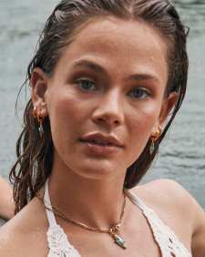 Lightning Bolt Vintage Gold Huggie Earrings