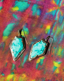 Tessa Vintage Silver Etch Frame Drop Earrings