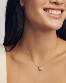 Dira Sun 18k Gold Vermeil Stone Short Pendant Necklace