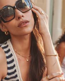 Dira Sun 18k Gold Vermeil Stone Short Pendant Necklace