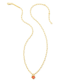 Greer 18k Gold Vermeil Paperclip Pendant Necklace in Peach Lab Grown Opal