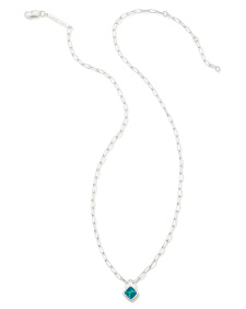 Greer Sterling Silver Paperclip Pendant Necklace in Teal Lab Grown Opal