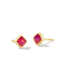 Greer 18k Gold Vermeil Stud Earrings in Pink Lab Grown Opal