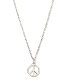 Mini Peace Sign Pendant Necklace in Sterling Silver